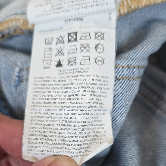 MNG New Mom Classic Blue Straight Leg Women's Jeans 5 Pocket Zipup Size 12 FLAW - Picture 7 of 11